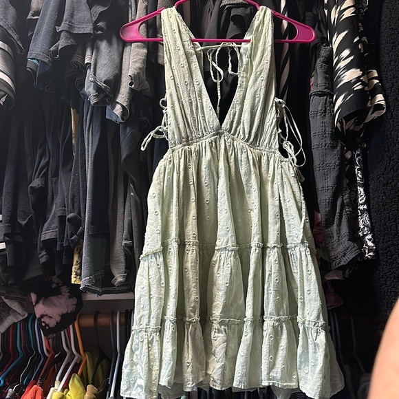 Seafoam Green Summer Babydoll Dress - Picture 2 of 4